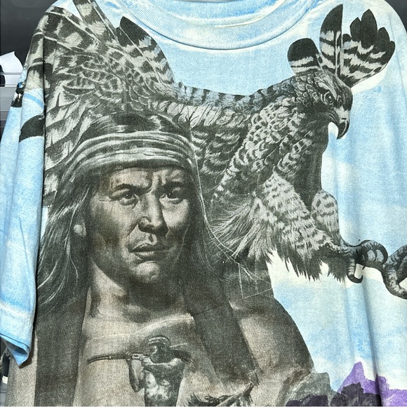 Vintage Native American All Over Print Nature Eagle Tee XL - Picture 4 of 8